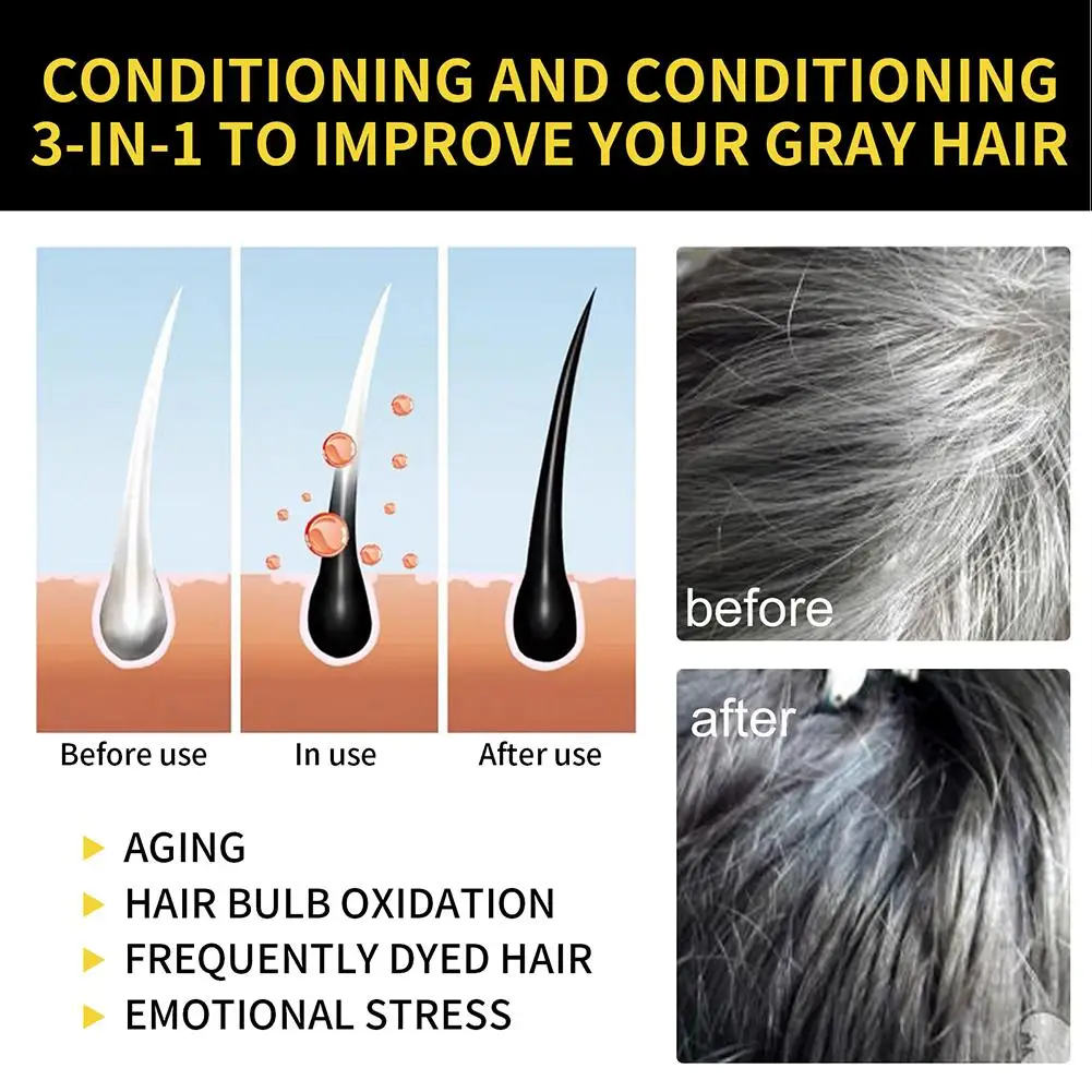 Kräuter Haarfärbeshampoo 3 In 1 Natürliche Grauhaarabdeckung_voghion.com