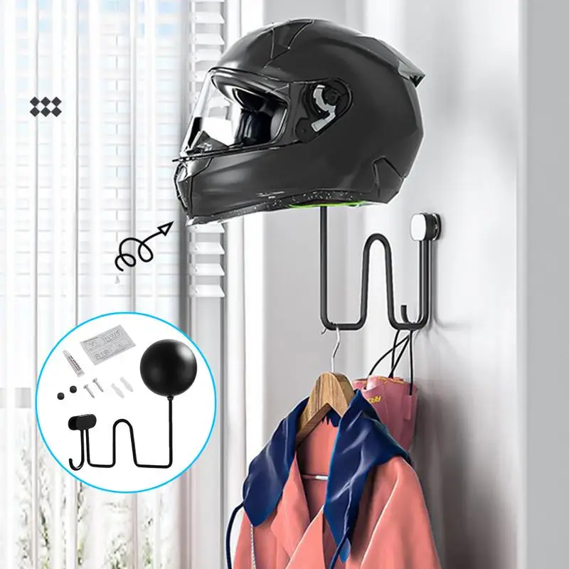 

Motorcycle Helmet Wall Mounted Hard Hat Holder Aluminum Rotatable Display Rack 180 Rotation Helmet Hanger Motorcycle Key Bracket