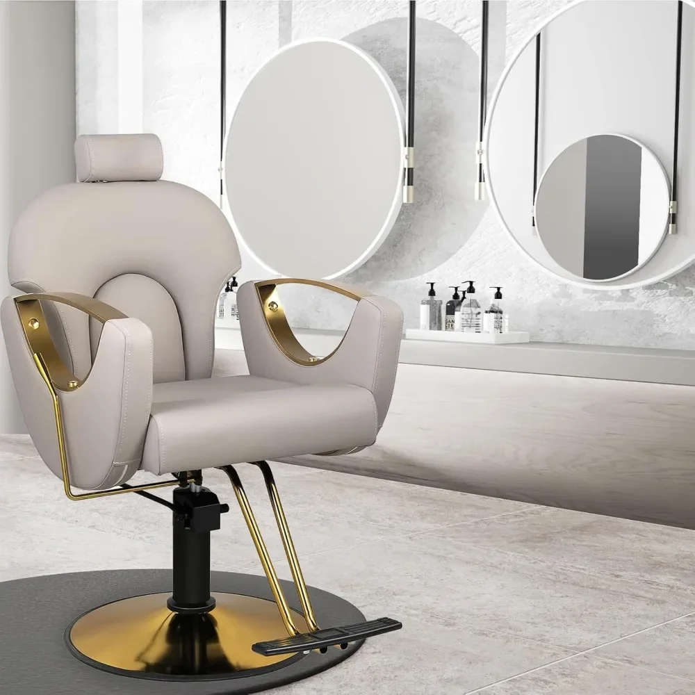 

Salon Chair for Hair Stylist,Barber Chair for Home, Reclining Styling Hair Chair,130°Recline with Hydraulic Pump,360°Rotation