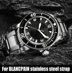 Precision Steel Watch strap For Blancpain Fifty Fathoms 5000 5015 316L Solid Arc Mouth Stainless Steel Watch Band 23MM Bracelet