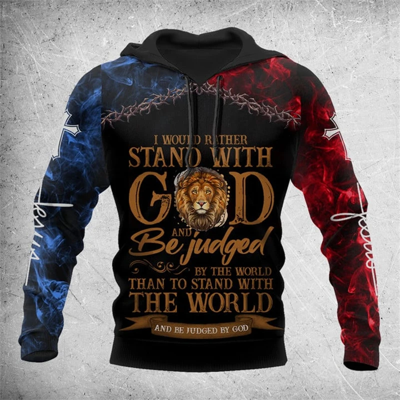 2024 Spring And Autumn New Men\'s Fashion 3D Jesus Madonna Print Hooded Sweatshirt Hoodie Loose Casual Daily Street Top Pullovers