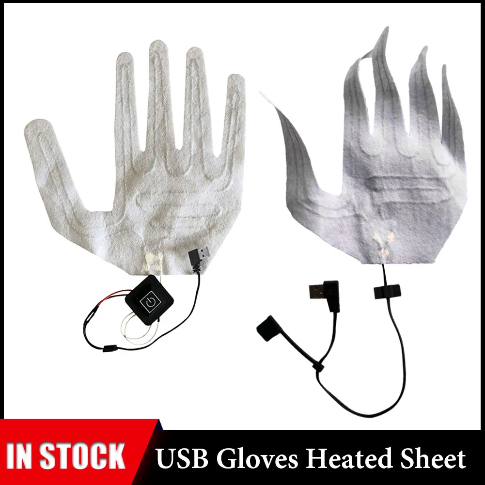 Gloves Heating Sheet 3.7V Winter Outdoor Warm Gloves Warm Shoes Glove Pad USB Heated Composite Fiber Warm Glove Pad 1PC/2PCS