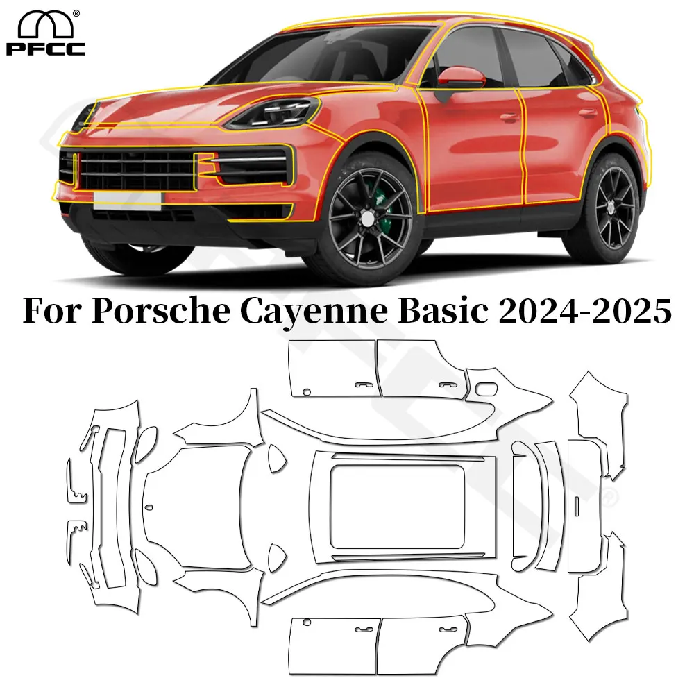 

For Porsche Cayenne Basic 2024-2025 TPU Paint Protection Film Anti-Scratch Car Body Clear Bra Pre-cut PPF Resistant Invisible