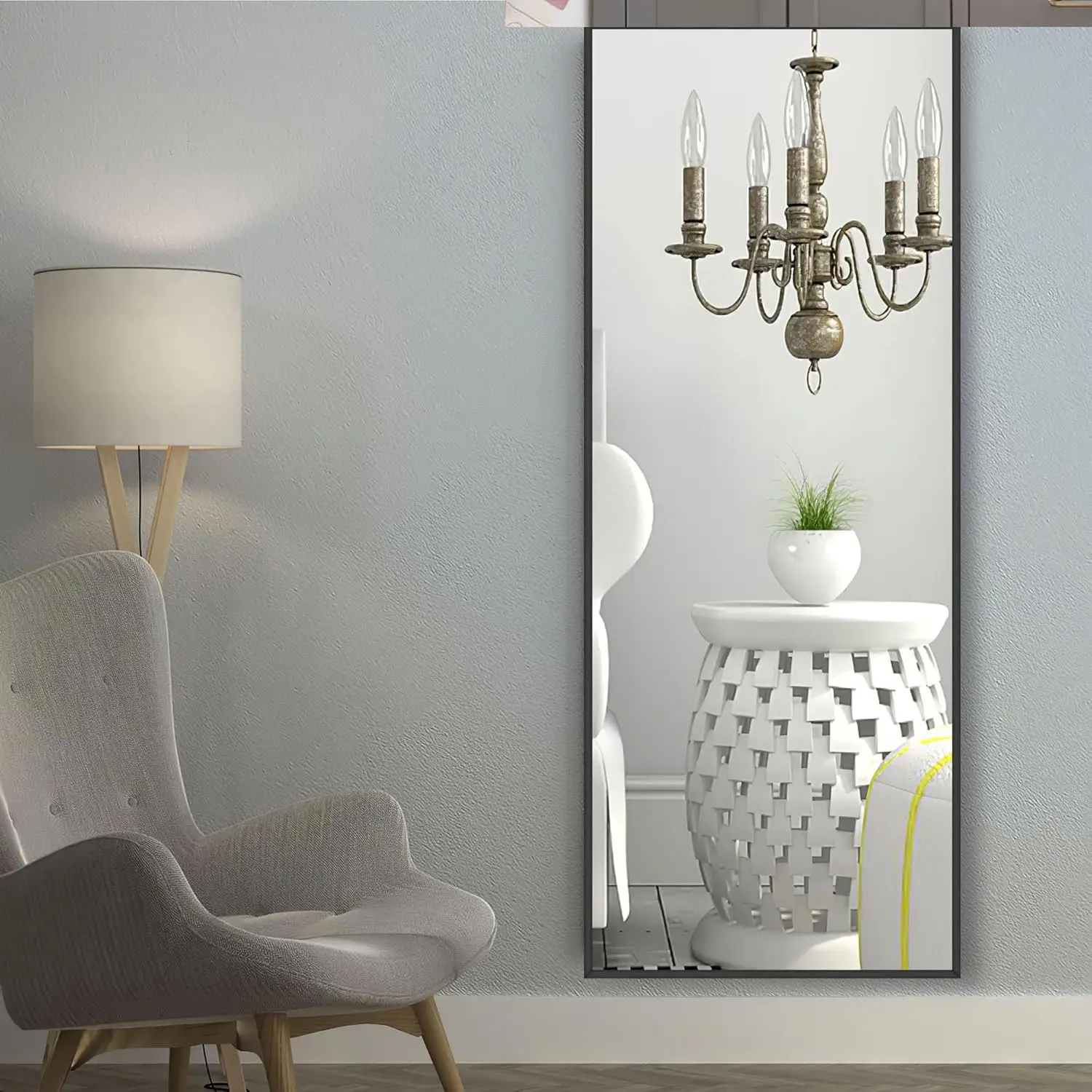 Full Length Mirror Dressing Mirror 64"x21" Large Rectangle Bedroom Floor Standing Mirror Wall-Mounted  Standing Hanging