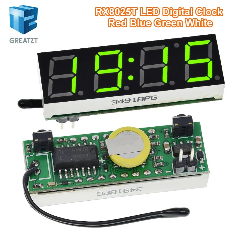 3 In 1 LED RX8025T Digital Clock Temperature Voltage Module DIY Time/Thermometer/Voltmeter DC 5-30V For Arduino