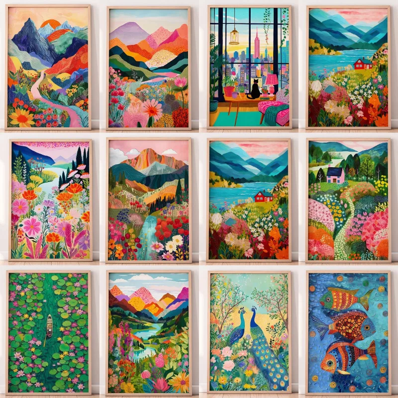 

Abstract Mountain Artwork Landscape Flower Art 5D Diamond Painting Home Decoration Festival Gifts