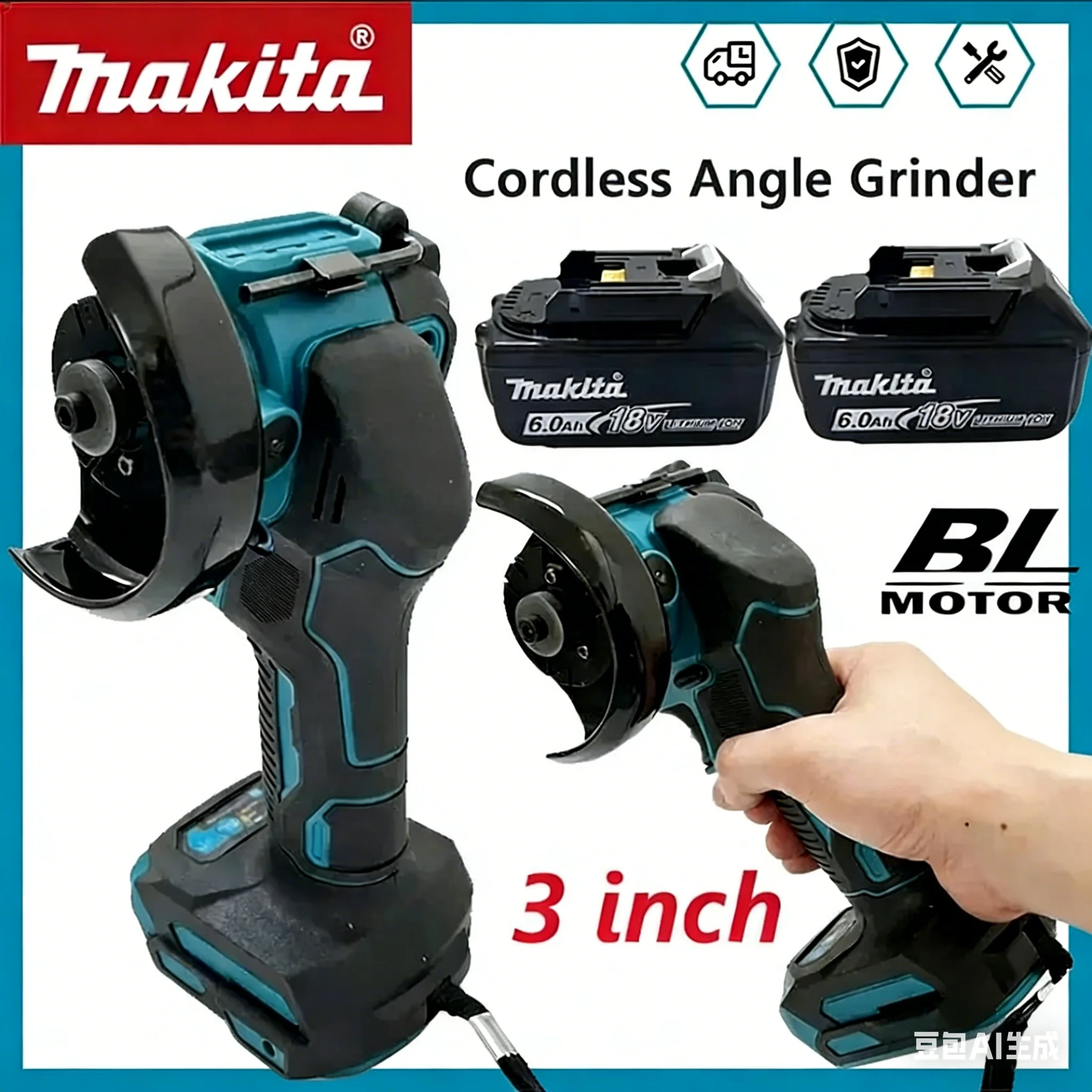 

Аккумуляторная угловая шлифмашина Makita 3 дюйма, беспроводная угловая шлифмашина 3 дюйма, электрический отрезной инструмент, циркулярная пила, электроинструмент