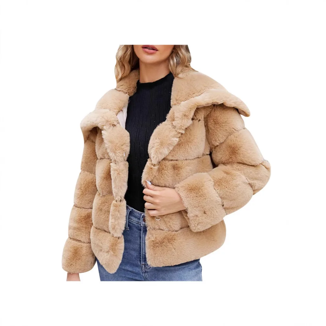 KIDCRKJ الشتاء النساء فو الفراء معطف سبليت التماس التلبيب طوق سيدة الفراء الاصطناعي سترة مزاجه شيك معطف فرو منك للإناث