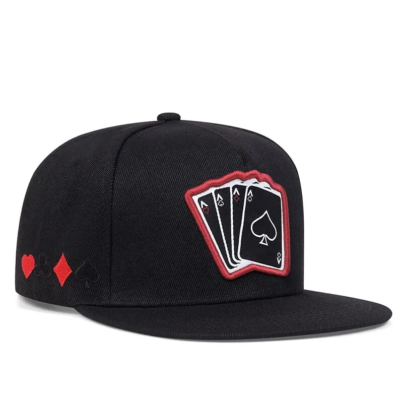 Casquettes de baseball brodées de cartes à jouer réglables pour hommes et femmes, chapeaux Snapback unisexes, chapeau de soleil en plein air, casquette Hip Hop, nouvelle mode, 2024