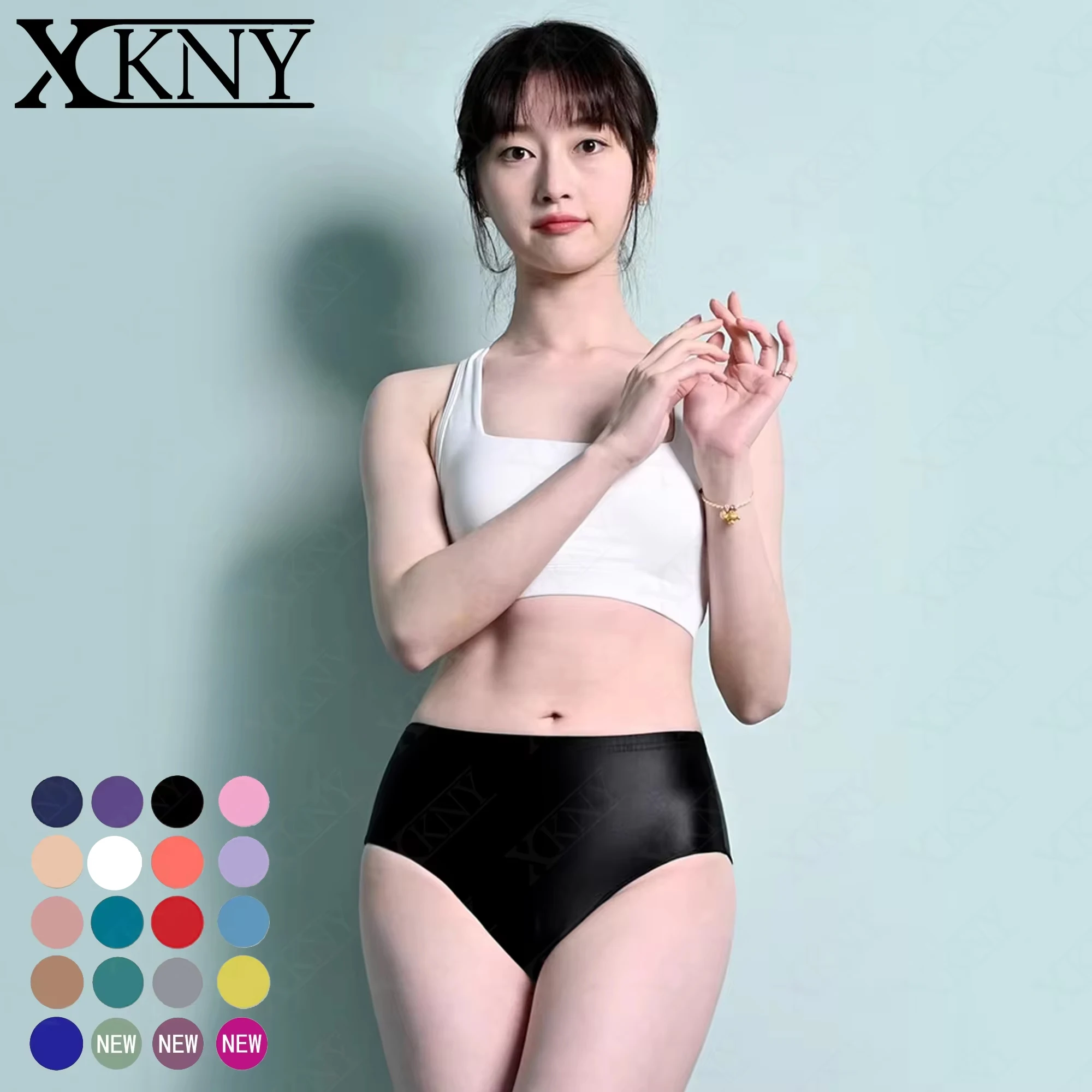 

XCKNY glossiness series Briefs satin glossy briefs skin siky bikini middle-waisted underwear unisex Yoga sport golssy pants