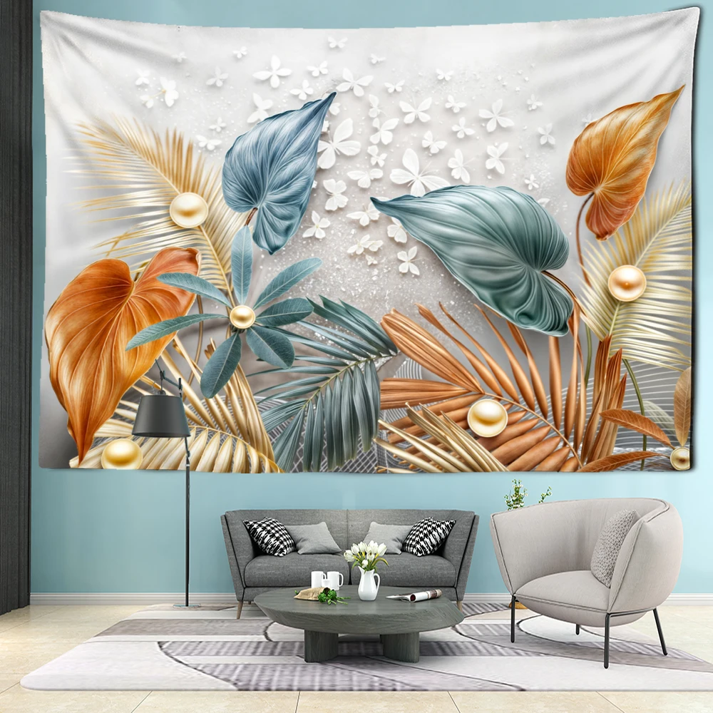 

Tropical Leaves And Butterfly Tapestry Wall Hanging Bohemian Abstract Retro Minimalist Art Hippie Bedroom Home Decor