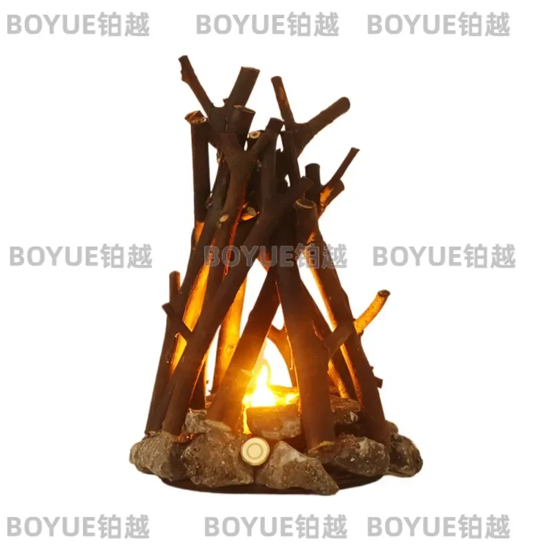Creative Campfire Flame Night Light USB Rechargeable Retro Desk Lamp Bedroom Decor Ambient Lighting Gift for Home Office