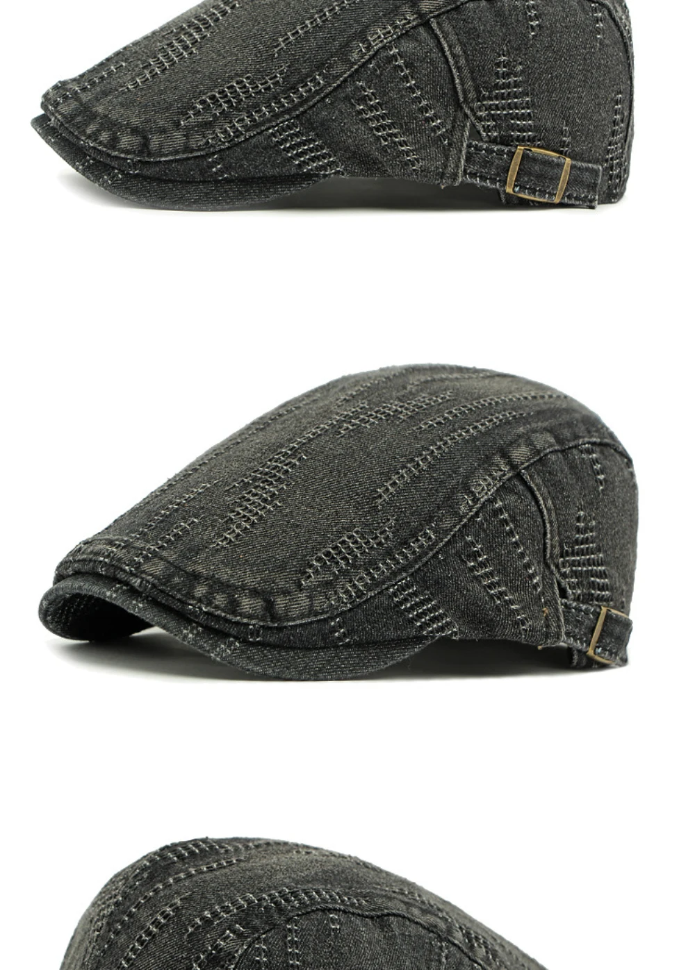 HT4768 Baskenmützen Frühling Sommer Herbst Denim-Kappen für Männer Frauen Baumwolle Künstler-Malermütze Unisex Ivy Flachmütze – Detail 13