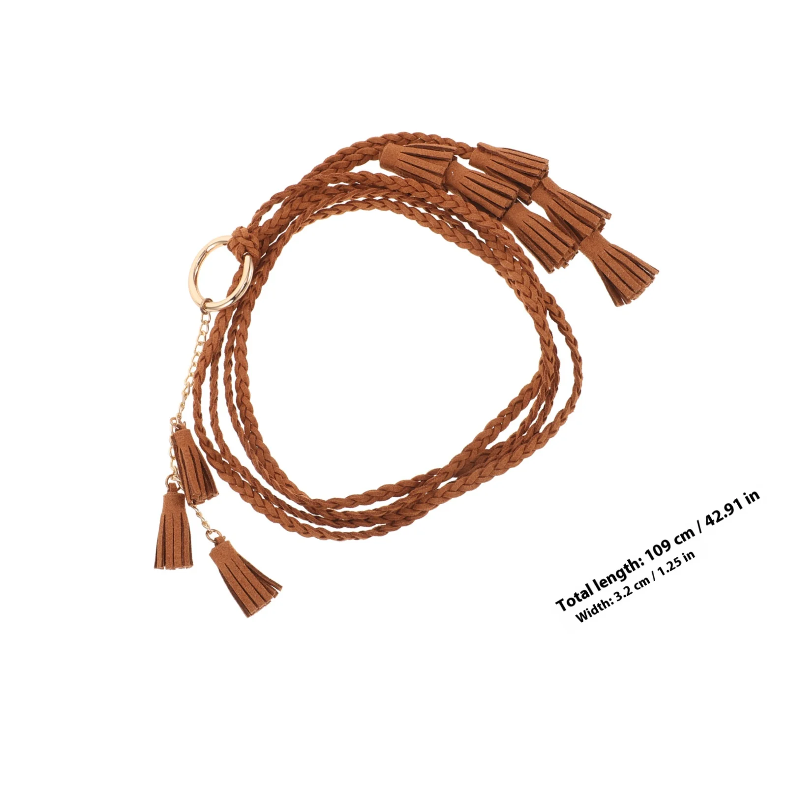 النساء بوهو شرابة حبل مضفر حزام خمر المنسوجة البني الزخرفية ملحق لفساتين وتتسابق أحزمة 120 سنتيمتر للنساء