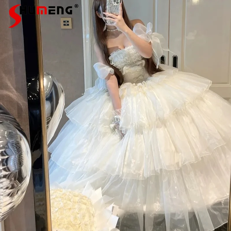 

Japanese Lolita Pure White First Love Autumn 2025 Gentle Temperament Dress Light Floral Wedding Dresses Birthday Party Vestidos