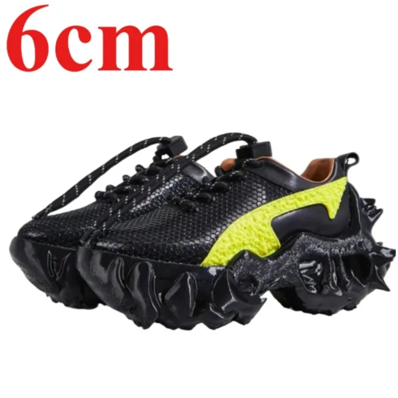 

Original 3D Printing Design 6cm Thick Soled Shoes for Men's Genuine Leather Alien Biological Couple Casual Height Increase Shoes