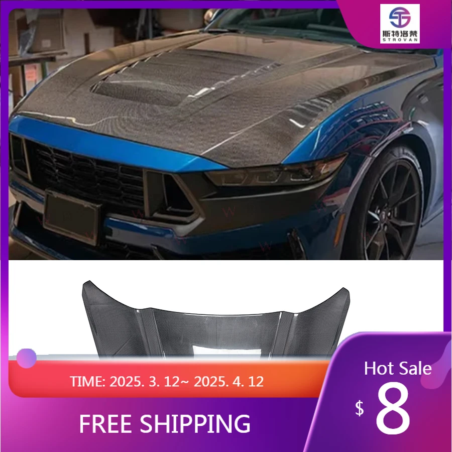 

Deren High Quality2024+ Upgraded High Quality Carbon Fiber Front Hood Bonnet Air Vent Trim Cover Bodykit for Ford Mustang