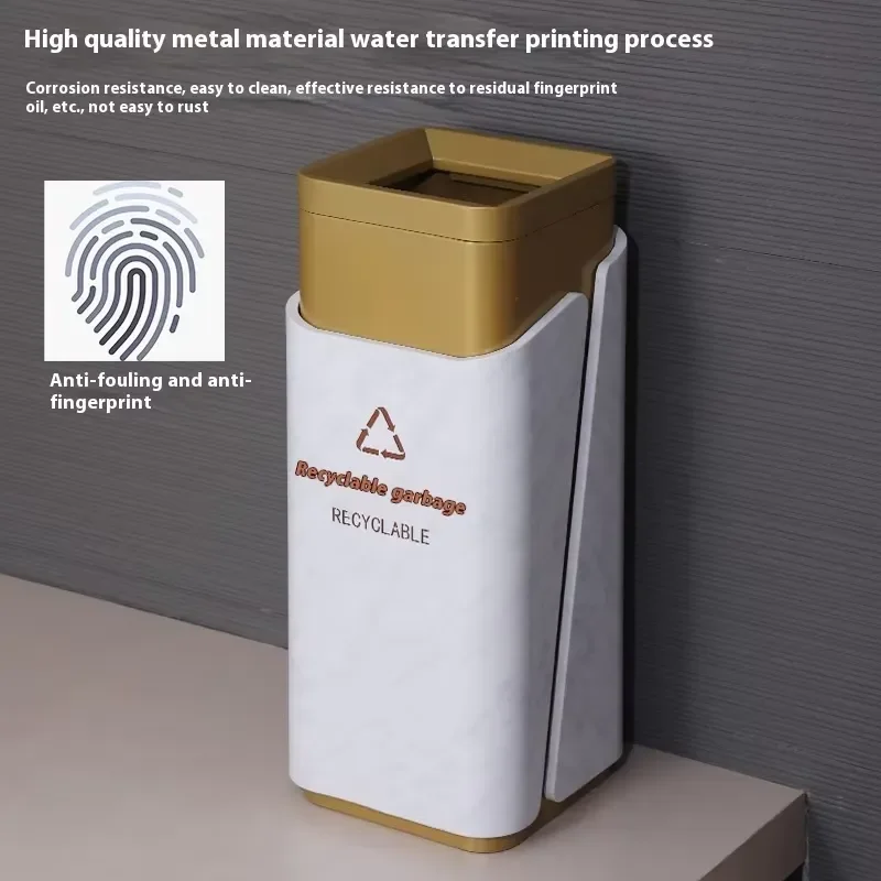 30L Stainless Steel Trash Can for Hotel Lobby Shopping Mall Villa Courtyard Commercial Indoor Outdoor Public Waste Bin