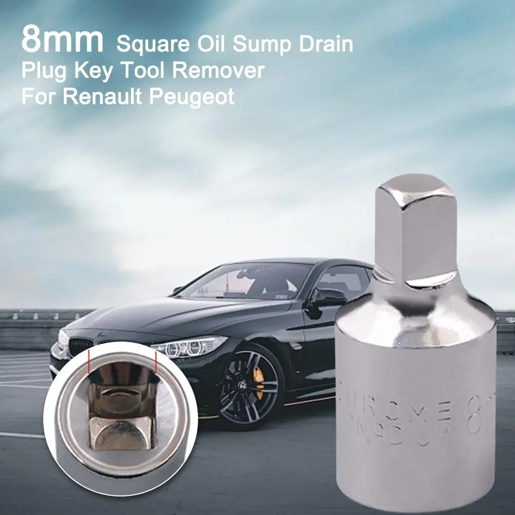 8mm Square Oil Sump Drain Plug Key Tool Remover For Renault Peugeot Car Repair Accessories Tools