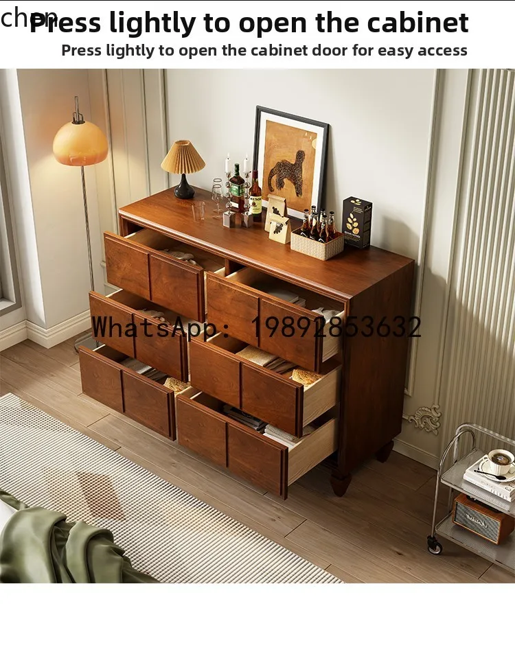 

chest cabinet solid wood bedroom bedside cabinet retro wood color locker five bucket storage