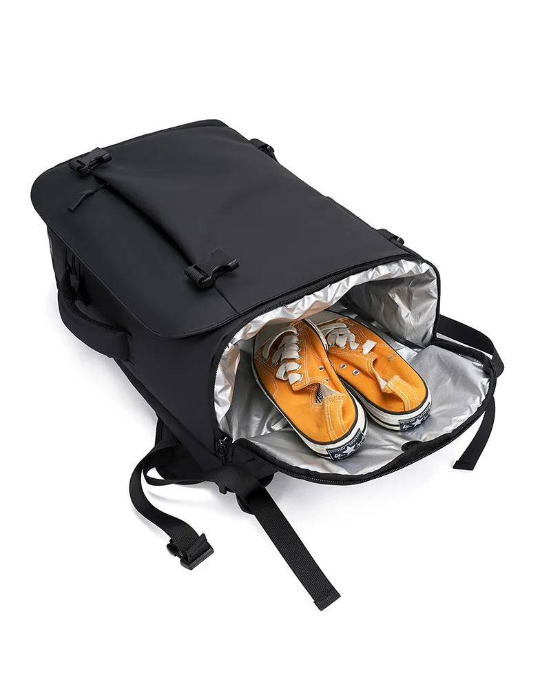 

Dark gray functional travel laptop backpack with adjustable straps water resistant fabric suitable for business trips outdoor