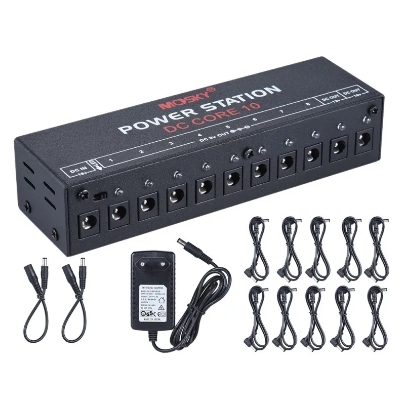MOSKYaudio DC-CORE10 Guitar Effect Pedal Power Supply Station 10 Channel DC Output Independent Low Noise Guitar Effect