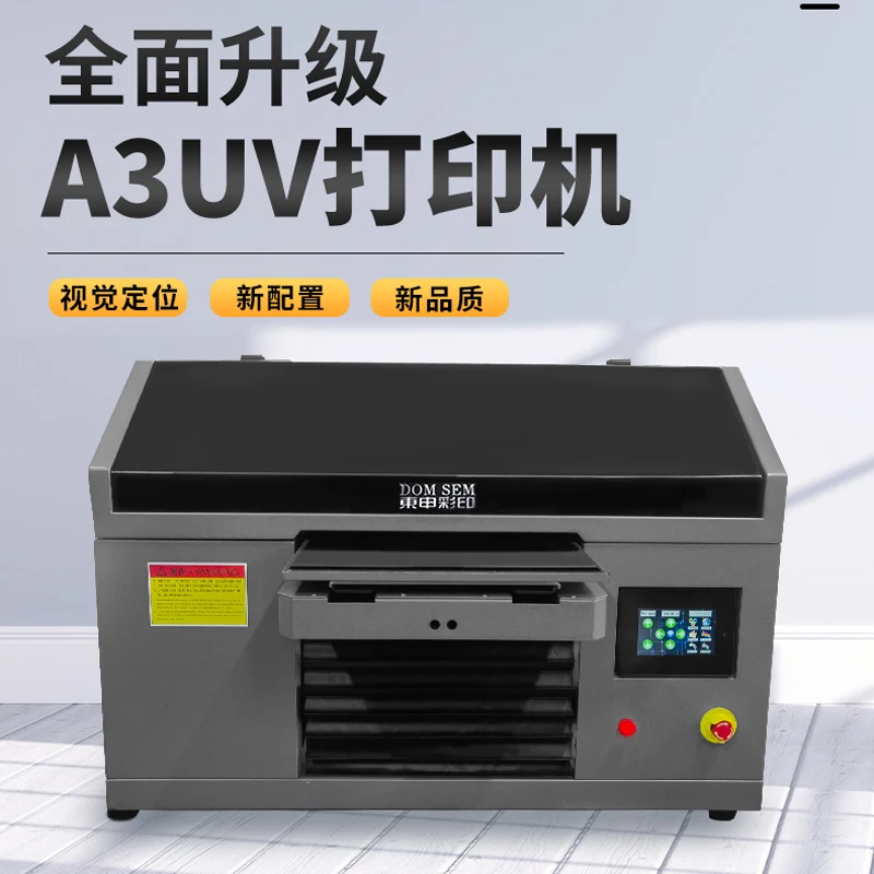 Industrial grade small A3 visual positioning uv flatbed printer wooden badge acrylic mobile phone case printing machine