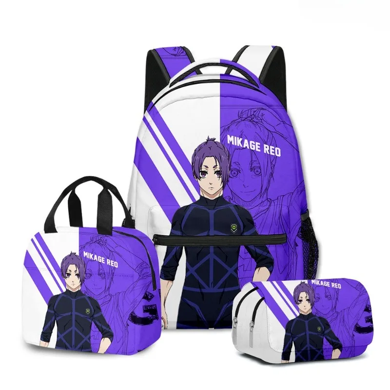 3D New Blue Lock Anime Creative Cartoon Primary and Secondary School Students Schoolbag Backpack Lunch Bag Pencil Bag School Bag