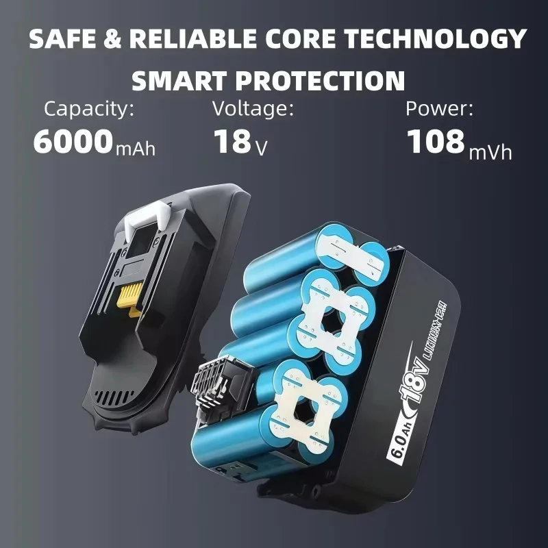 Image of 100 % original für Makita 18 V 6,0 Ah wiederaufladbare Batterie, für Makita BL1830 BL1830B BL1840 BL1840B BL1850 BL1850B Elektrowerkzeug-Akku