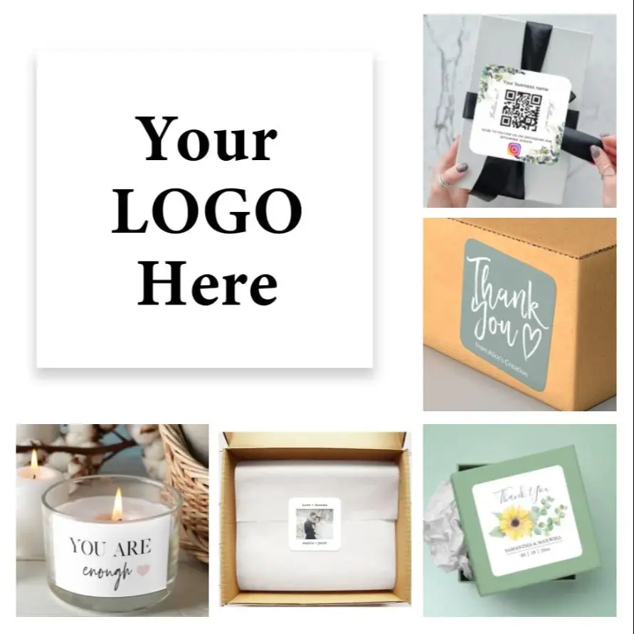 Custom LOGO Sticker Personalized Print Wedding Label Photo Thank You For Small Business Candle Bottle Adhesive Gift Packaging