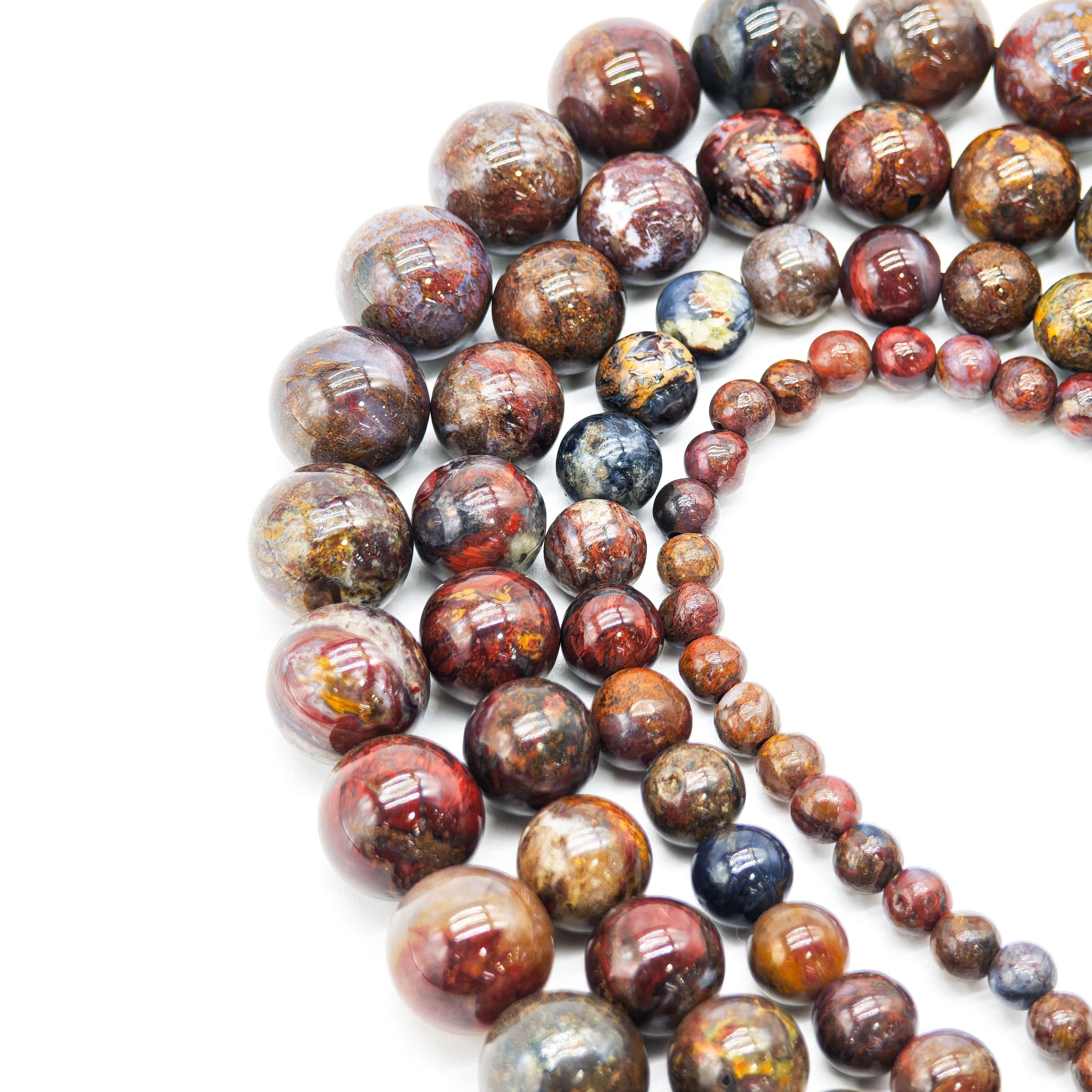 High - Quality Natural Pietersite Round Beads in Gorgeous Deep Red, Ideal for Jewelry DIY! Available in 4mm, 6mm, 8mm, 10mm