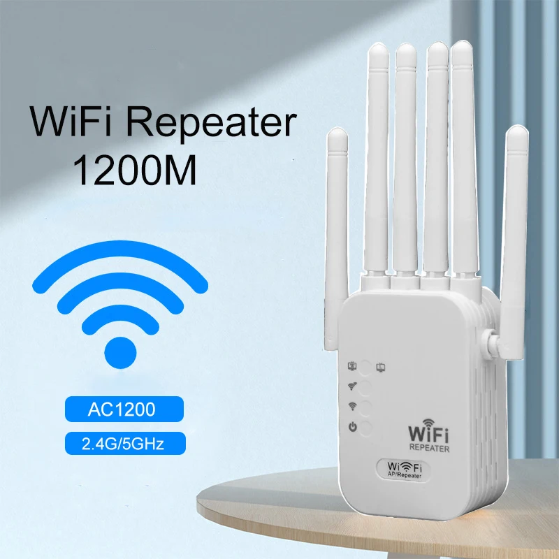 1200Mbps مكرر لاسلكي موزع إنترنت واي فاي 2.4G 5G ثنائي النطاق واي فاي إشارة موسع واي فاي مكبر للصوت طويلة المدى إشارة الداعم راوتر