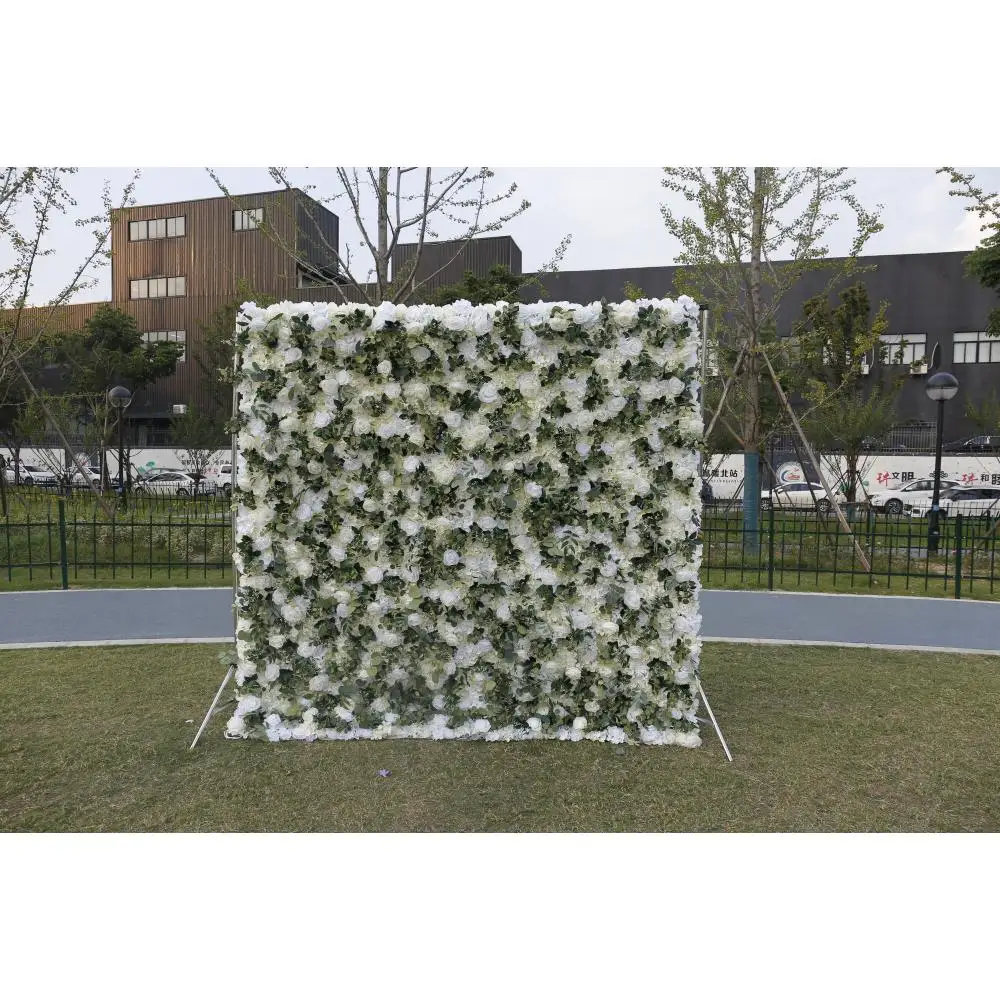 8ftx8ft 3d Artificial Silk Flower Wall Panels White Red Rose Hydrangeas Fabric Rolling Up Curtain Flower Wall Backdrop