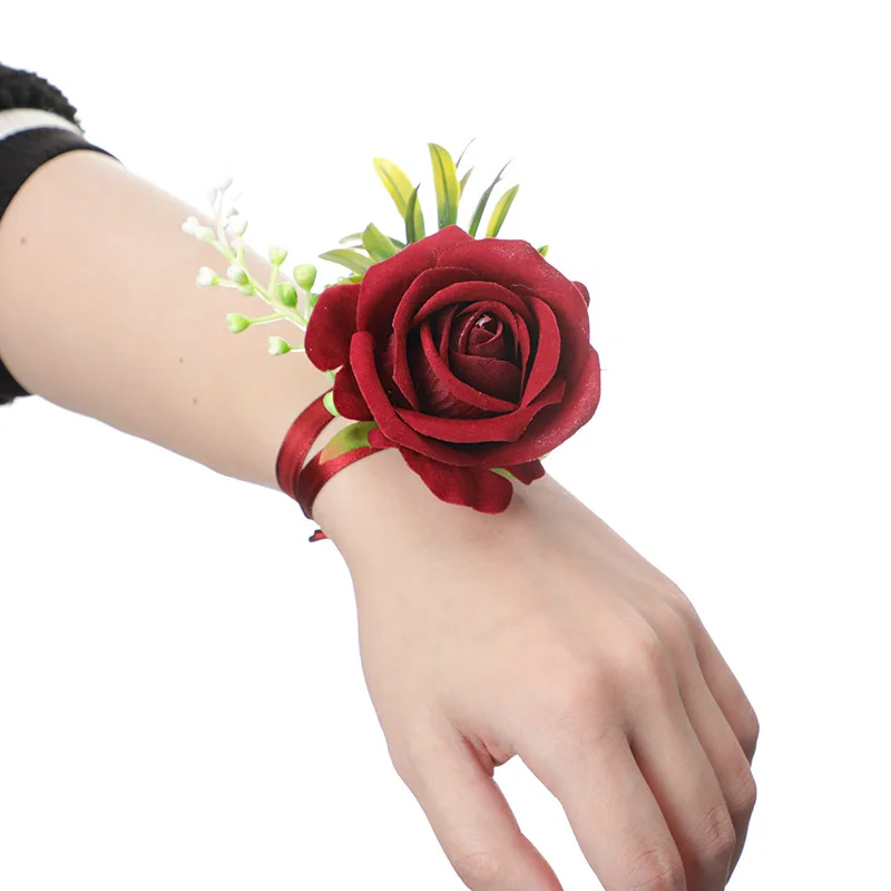 

1pcs, Valentine's Day, Wedding Bride Wrist Flower Bridesmaids Group Wedding Decoration Mori Wrist Flower Simulation Rose