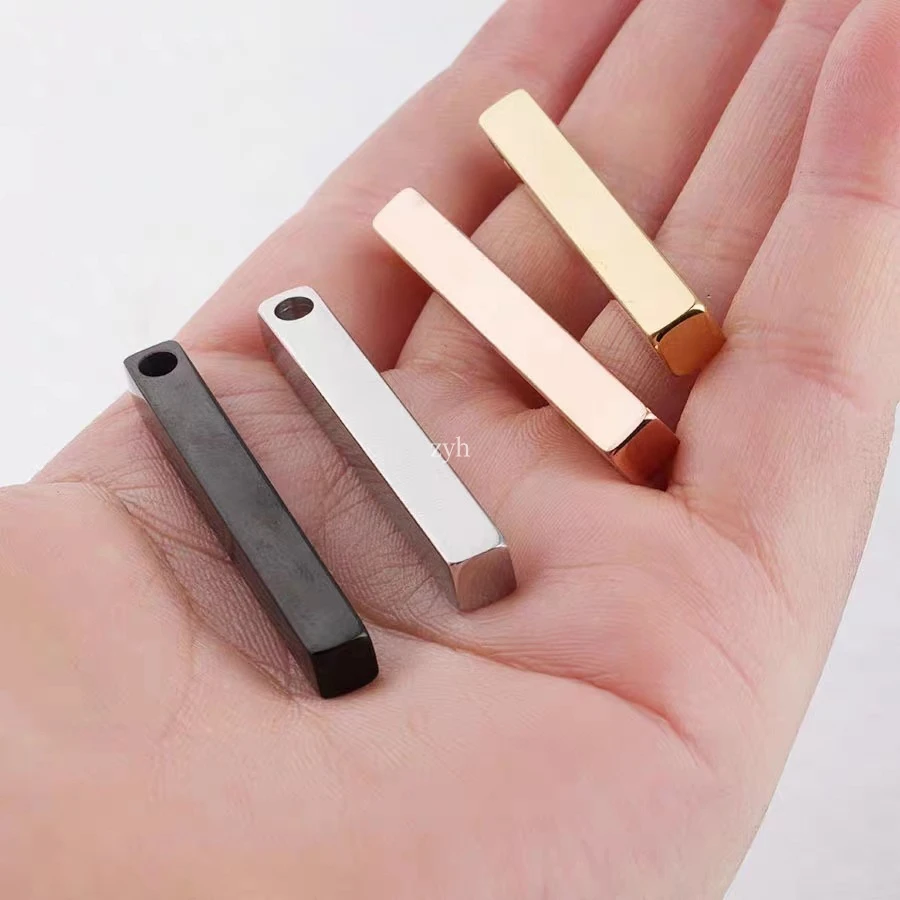

5Pcs Stainless Steel Both Sides Mirror Polish Rectangle Bar Pendant Blank Stamping Charm for Jewelry Making Wholesale