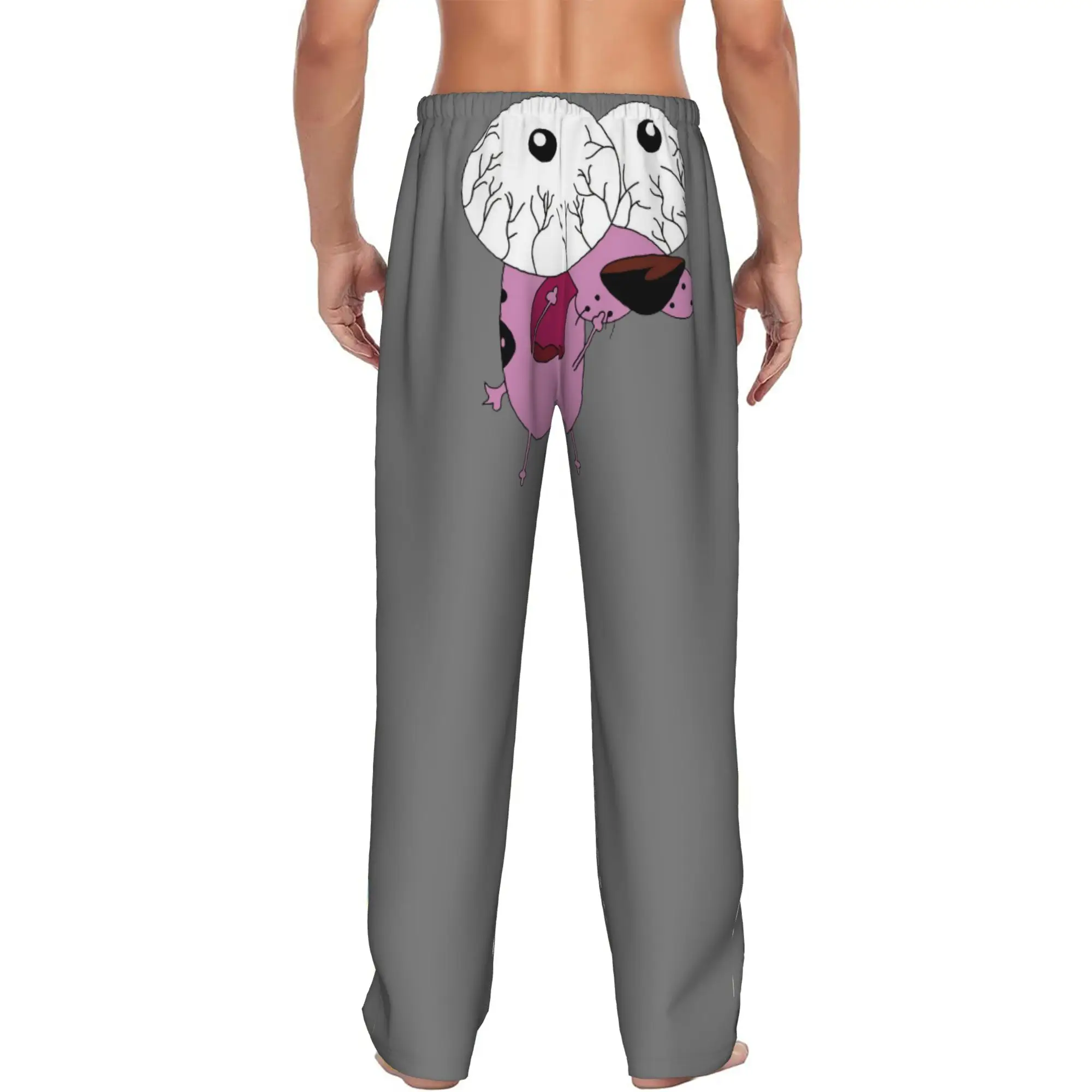 Custom Print Men C-Courage The Cowardly Dog Frightened Eyes Pajama Pants  Sleepwear Sleep Lounge Bottoms with Pockets view 3