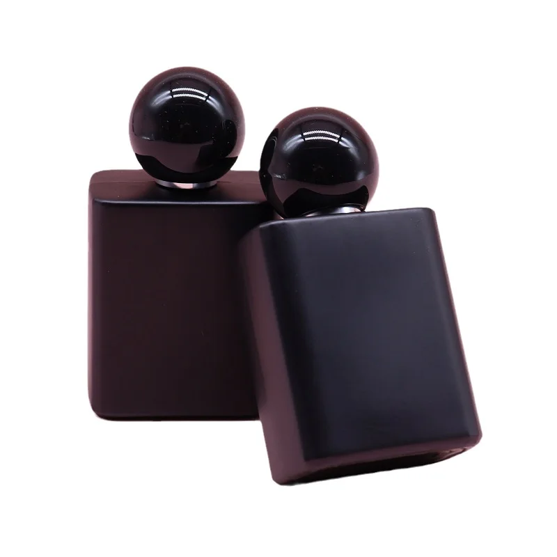 

10pcs Atomizer Fragrance Refillable Bottle Silver Screw Pump Ball Lid 50ML Flat Square Black Empty Glass Perfume Spray Bottles