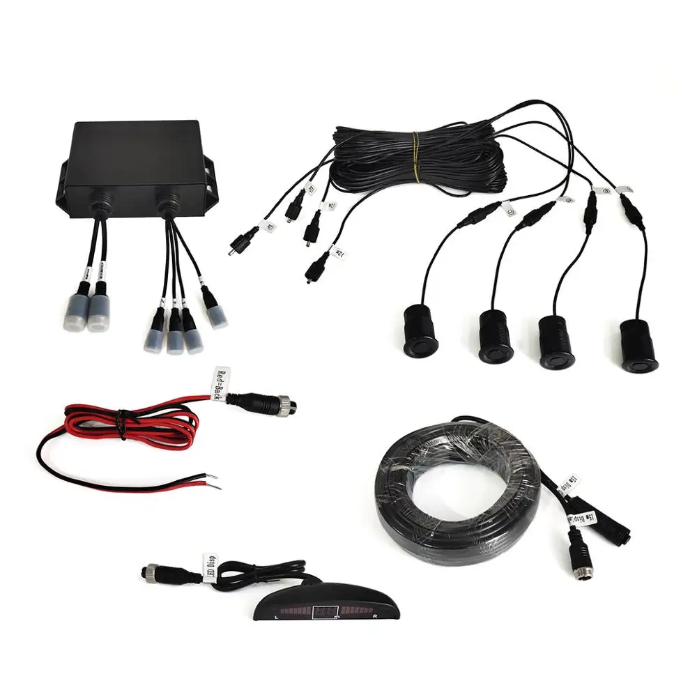 Waterproof 4pcs sensors warning light alarm visible radar parking sensor system for Truck / Excavator / Trailer