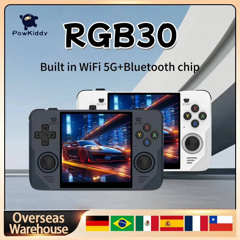 

POWKIDDY RGB30 Retro Handheld Game Console 4 Inch HD Screen RK3566 WIFI Open-Source 450 PSP Portable Games Children's Gifts