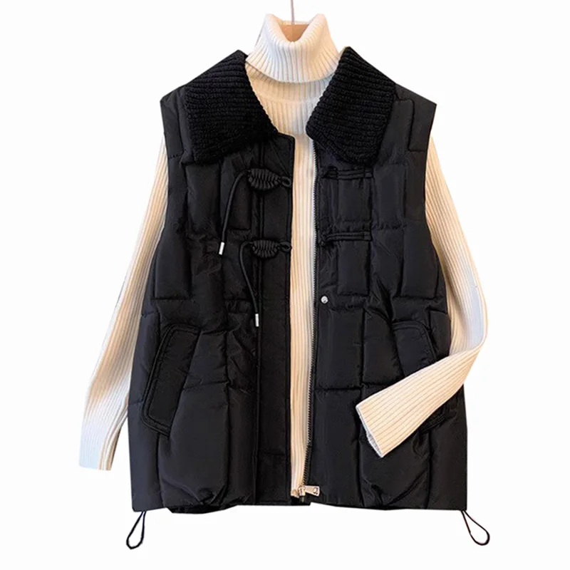 Manteau en fibre de coton pour femme, gilet chaud, manteau en émail, monochromatique, décontracté, hiver, 2023