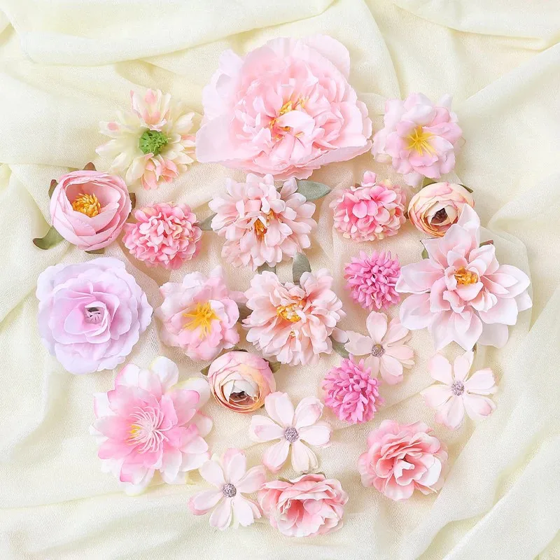 Gemischte künstliche Blumenköpfe, Seidenrose, künstliche Blumen für Heimdekoration, Hochzeit, Hochzeit, Dekoration, DIY-Handwerk, Girlandenzubehör – Detail 10