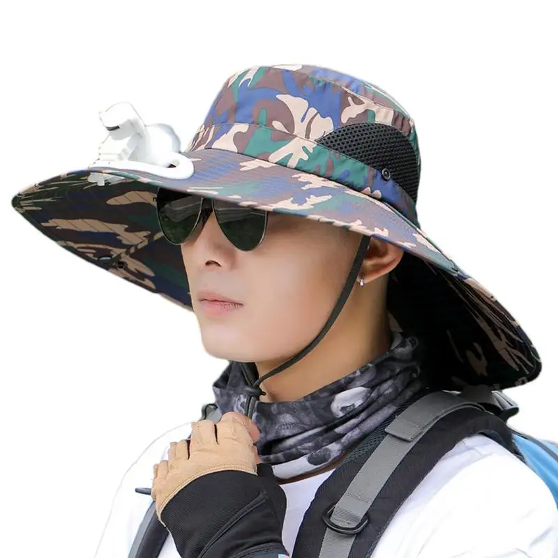 

Fan Hats For Men USB Charging Fishing Hat Folding Outdoor Sun Hat Rechargeable Fisherman Cap Cooling Hats For Outdoor