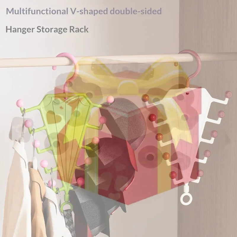 【HG】V-shaped Double-sided Storage Rack Multifunctional Closet Hanger Space Saving For Clothes Hats Belts Scarves Coat Rack