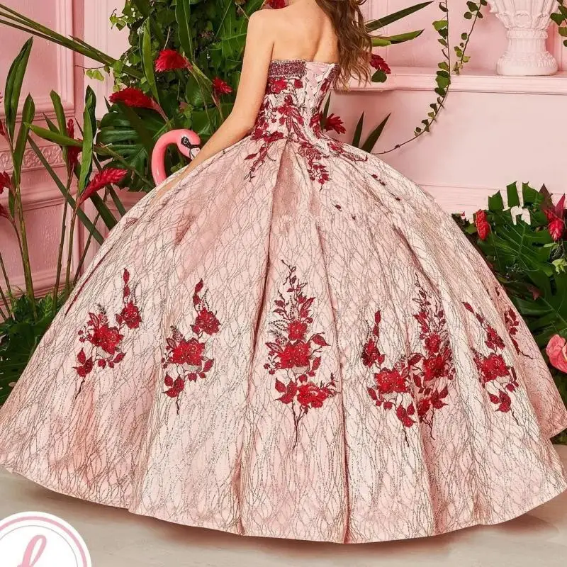 Customized Burgundy Princess Quinceanera Dresses Ball Gown Sweetheart Flower Appliques 16 Dresses 15 Años Mexican