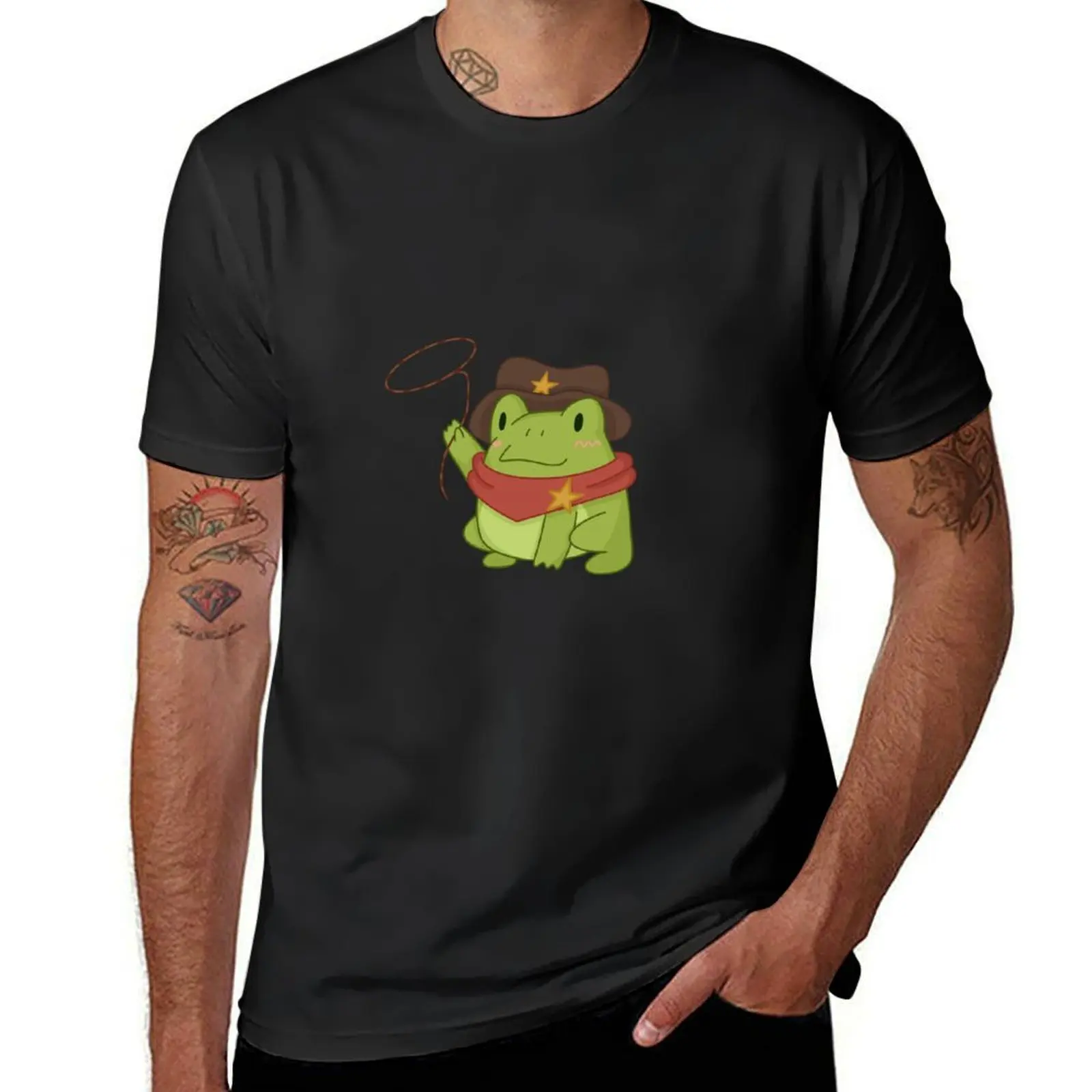 Cowboy Frog with Lasso T-Shirt Blouse quick-drying animal prinfor boys Aesthetic clothing sweat shirts, men