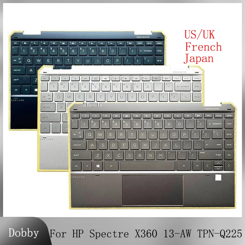 

Original New US/UK/French Keyboard for HP Spectre X360 13-AW TPN-Q225 Laptop Palmrest Cover keyboard Backlit Touchpad L72409-001