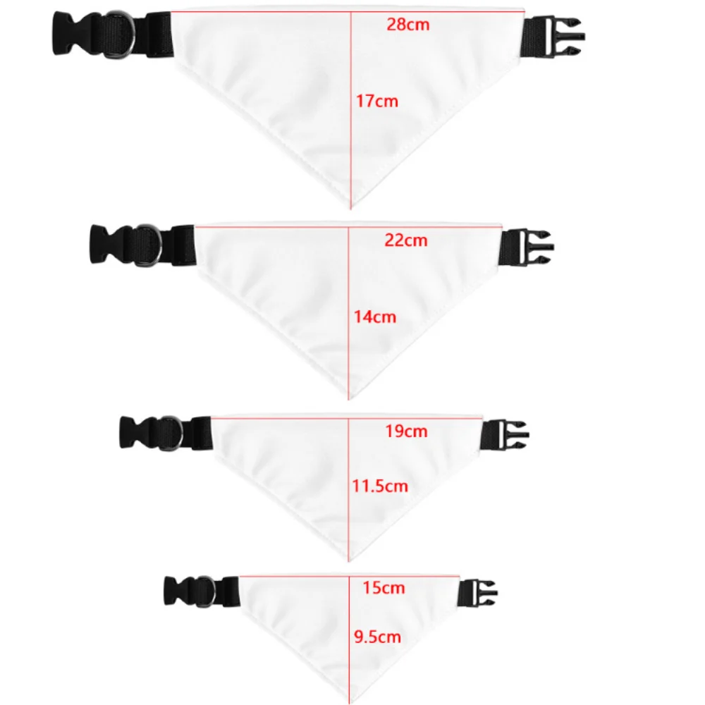 5pcs Pack Blank White Sublimation Polyester Pet Bandana With Collar