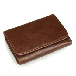 Trifold Leather Short Wallet for Men RFID Purse Multi-functional Genuine Leather Short Purse Large Capacity Card Holder Business