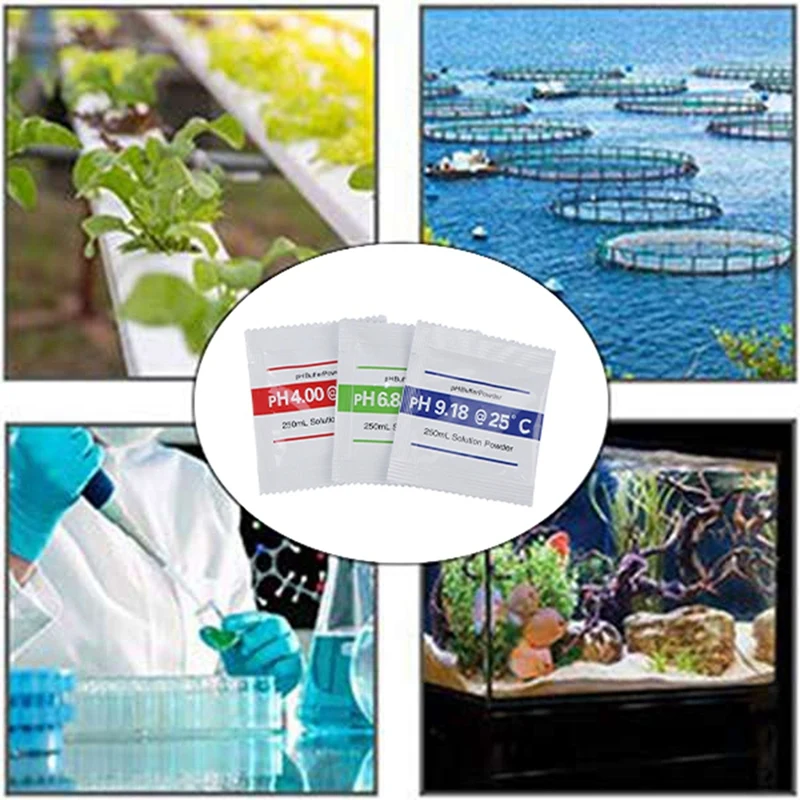 30 szt. Roztwór do kalibracji bufora PH w proszku PH4.00/PH6.86/PH9.18 Pakiety roztworów do kalibracji PH