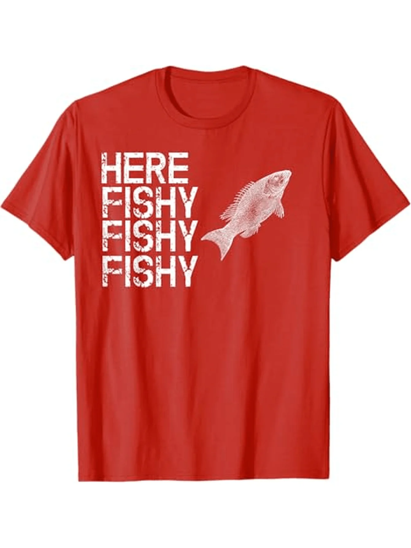 "هنا مريب مريب" القفز الأسماك مضحك الصيد تي شيرت 100% القطن س الرقبة قصيرة الأكمام الصيف عادية قميص رجالي الشارع الشهير #2